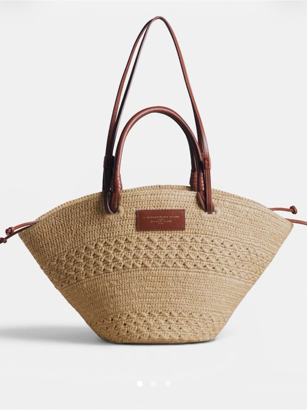 Sezane Justine Basket Bag in Natural Perforated Raffia